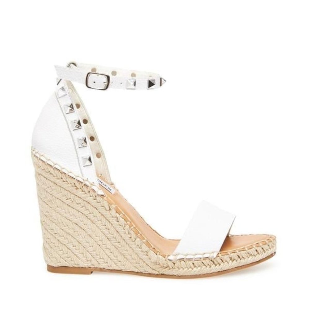 NIB - Steve Madden MCKENNA WHITE LEATHER SANDALS size 10
